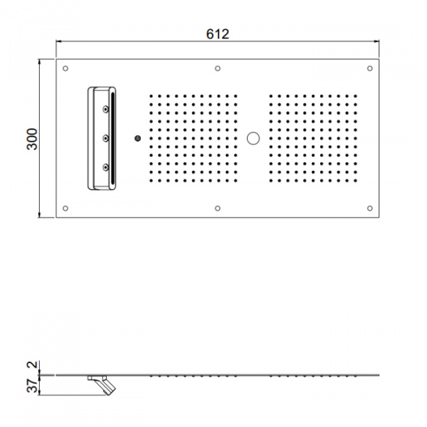 Carimali MyDream Верхний душ 600х300 мм, потолочный, 242 форсунки, 3 потока воды: дождь, одинарный каскад, распылитель, хромотерапия, цвет: хром