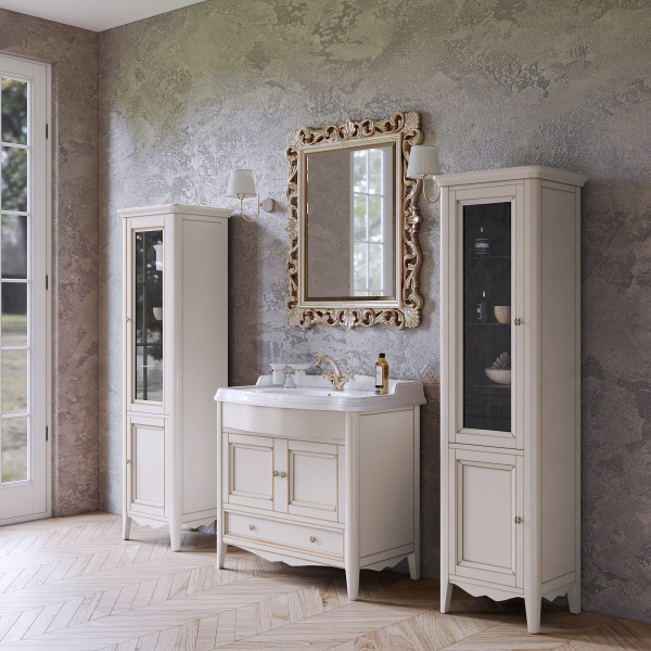 TW Veronica, База с раковиной Simas AR864bi*1 90*56см, с 1отв., 2 распашные дверки+1 выдв.ящик, доводч. Blum, ручки: Riflesso бронза, Цвет: vintage