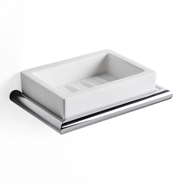 3SC Guy Мыльница подвесная, композит Solid Surface, цвет: белый матовый/хром матовый