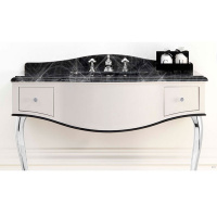 Devon&Devon Audrey, Комплект мебели со столешницей Nero Morquinha, ножки золото, раковина встраиваемая 110см, Цвет: белый глянцевый