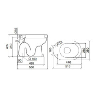Sbordoni Masaccio Унитаз напольный 54х35см, приставной, цвет: белый