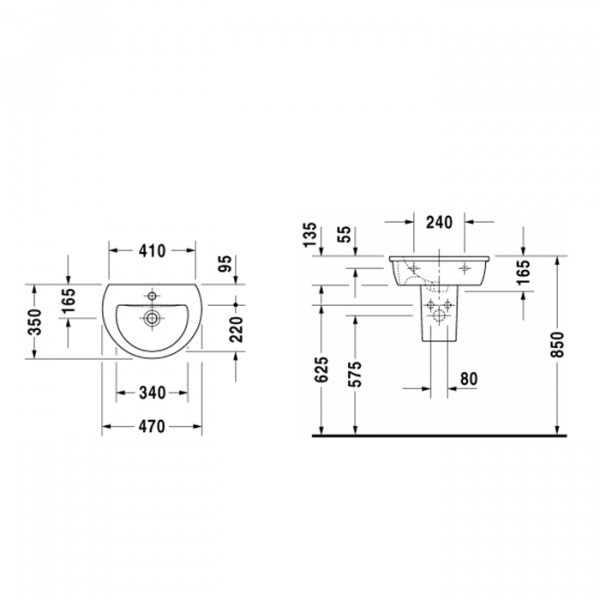 Duravit Darling New Раковина 47x34.5 см, 1 отв., цвет: белый