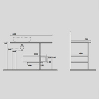 Kerasan Thelma Металлическая структура для раковины 140х74см, напольная, с полкой, ящиком, с 1 отв., с полотенцедержателем, цвет: черный матовый