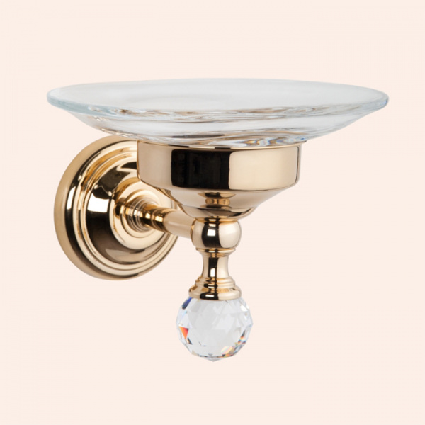 TW Crystal 106, подвесная мыльница, стеклянная, цвет: золото с кристаллом (swarovski)