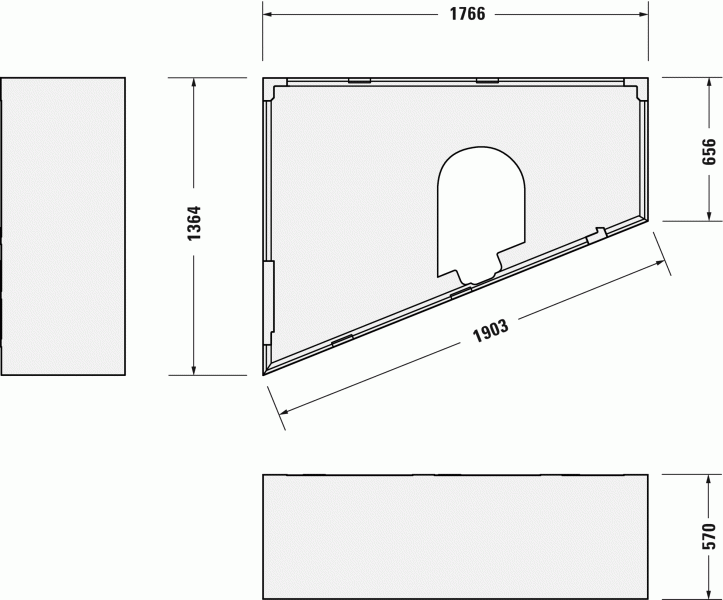 Опора из стиропора для ванны Duravit Paiova, 176.6x136,4/65,6