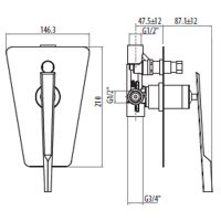 Gattoni Fly Смеситель встраиваемый на коробке  для ванны однорычажный, цвет: хром