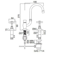 Sbordoni Antica Смеситель для раковины на 3 отверстия, цвет: хром