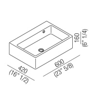 Agape Block Раковина 60х42х16 см, без отв., прямоугольная, цвет: белый