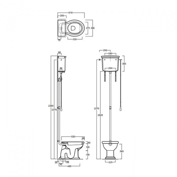 SIMAS Lante Унитаз напольный, выпуск в стену, 38,5х58см, с высоким бачком, с фурнитурой, цвет: белый/бронза, СИДЕНЬЕ НА ВЫБОР
