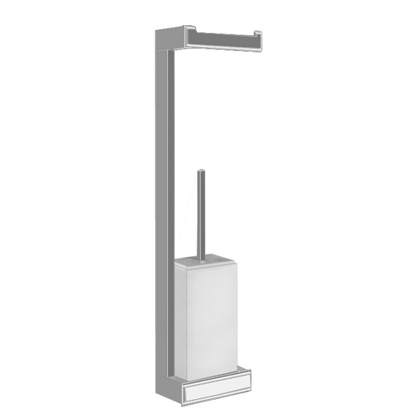 Gessi Eleganza Стойка 55.1см., с держателем для туалетной бумаги и ершиком, подвесная, цвет: Finox/белый