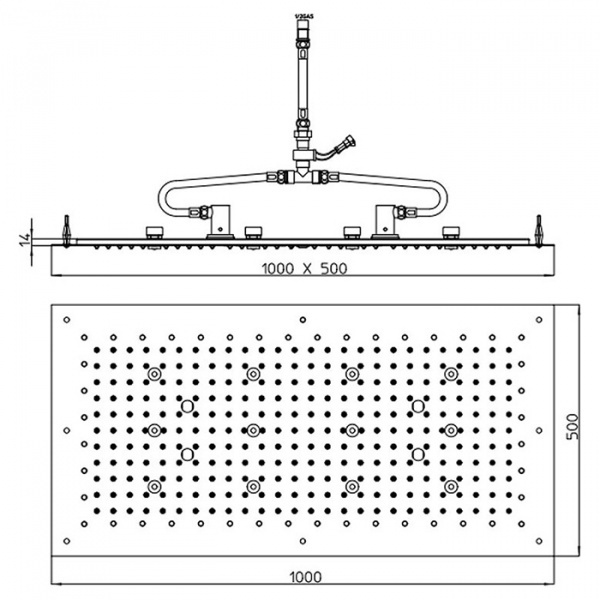BOSSINI DREAM-XL RECTANGULAR Верхний душ 1000 x 500 мм, с 12 LED RGB, блок питания/управления, Cromoterapia, цвет: хром