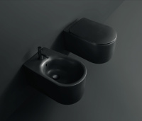 Kerasan Nolita Унитаз безободковый подвесной 55х35 см, с креплениями WB9N, цвет: черный матовый