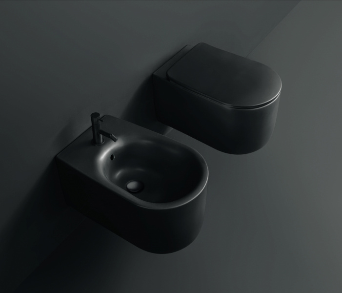 Kerasan Nolita Унитаз безободковый подвесной 55х35 см, с креплениями WB9N, цвет: черный матовый