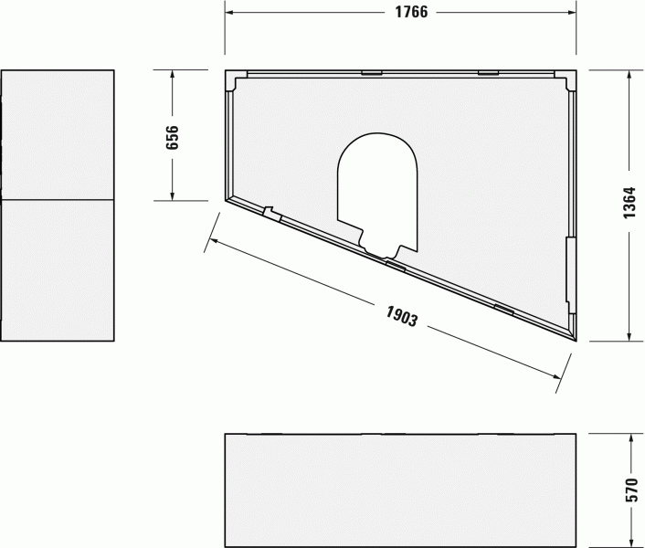 Опора из стиропора для ванны Duravit Paiova, 176.6x65,6/136,4