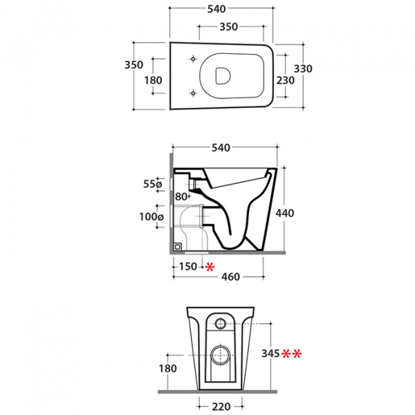 Globo Incantho Унитаз напольный 54x35x44см, цвет: белый