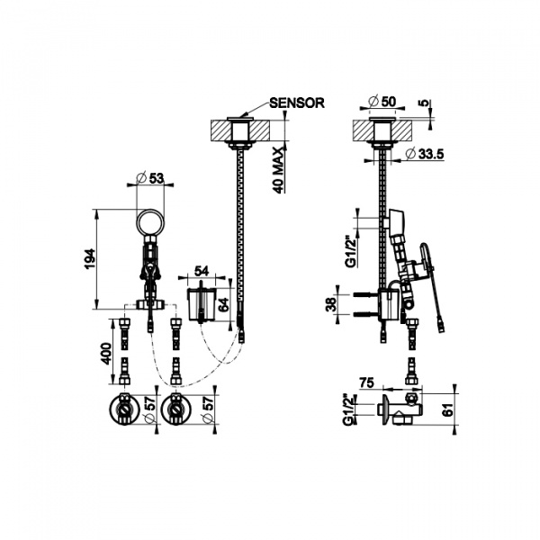 Gessi Ingranaggio Электронное удаленное управление для излива с кран фильтром для регулировки температуры и напора, цвет: хром