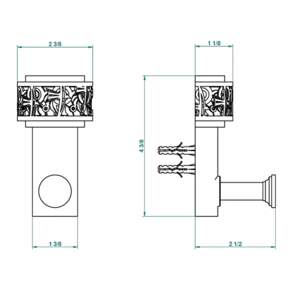 THG Paradise Крючок подвесной, длинный, цвет: хром/хрусталь