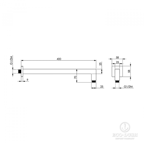 CISAL Shower Держатель верхнего душа настенный L400 мм, цвет: хром