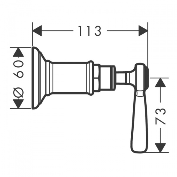 AXOR Montreux, Запорный вентиль, с рычаговой рукояткой, СМ, цвет: никель шлифованный