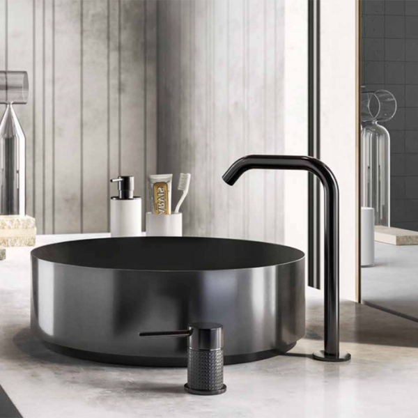 Gessi 316 Раковина 40 см, без отв., для установки на столешницу, без перелива, нержавеющая сталь, цвет: Black metal brushed PVD