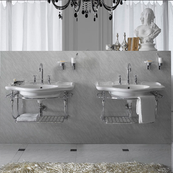 Globo Paestum Консоль латунная подвесная 90х60хh60см, с раковиной на 1 отв., с комплектом креплений, цвет: хром