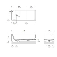 NOORTH milldue edition SLASH Ванна отдельностоящая 175х75х50см, с сифоном, milltek solid, фурнитура хром