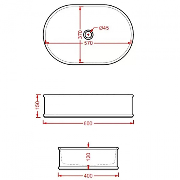Artceram Atelier Раковина 60x40х15 см, без отв., накладная, без перелива, цвет: черный
