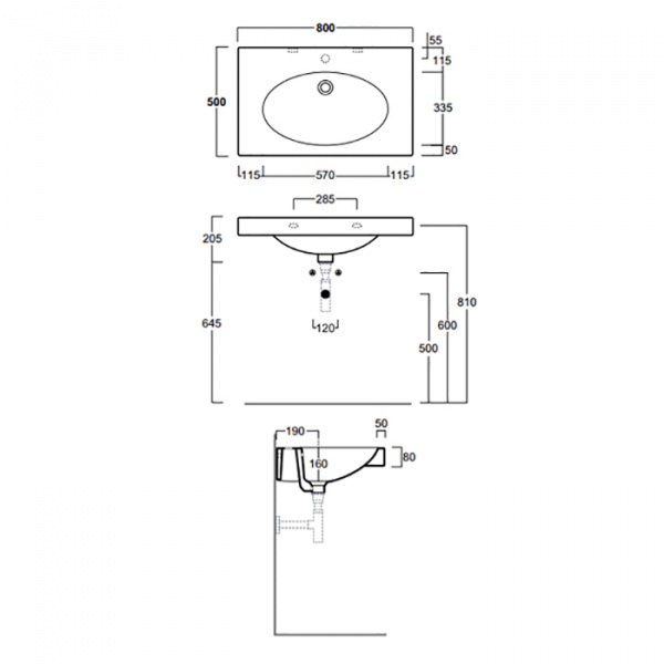 Simas Lft Spazio Раковина 80х49.5 см, 1 отв., цвет: черный