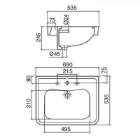 Sbordoni Neoclassica Раковина 65х49х76 см, 1 отв., цвет: белый/хром