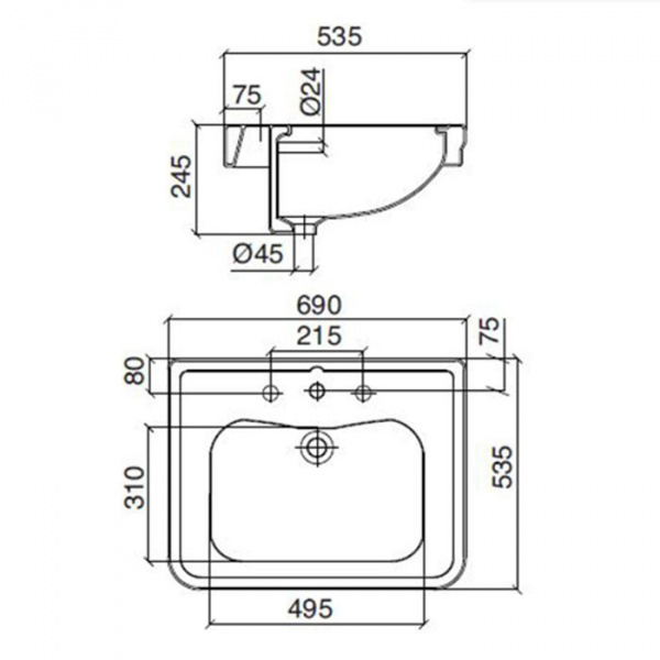 Sbordoni Neoclassica Раковина 65х49х76 см, 1 отв., цвет: белый/хром