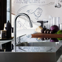 Axor Citterio M Смеситель для кухни, однорычажный, на 2 отв, с выдвижным душем, излив: 221мм, цвет: хром