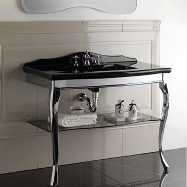 Devon&Devon Jacqueline Декоративная структура с раковиной 108х58.2см, на 3 отв., цвет: хром/черный мрамор