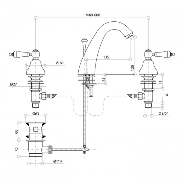 Смеситель для раковины Bongio Capri, цвет: хром