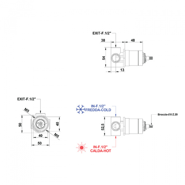 Bongio Внутренняя часть прогрессивного смесителя для душа