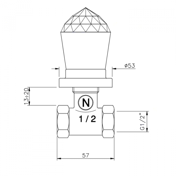 Nicolazzi Cristallo Запорный вентиль 1/2", цвет: хром