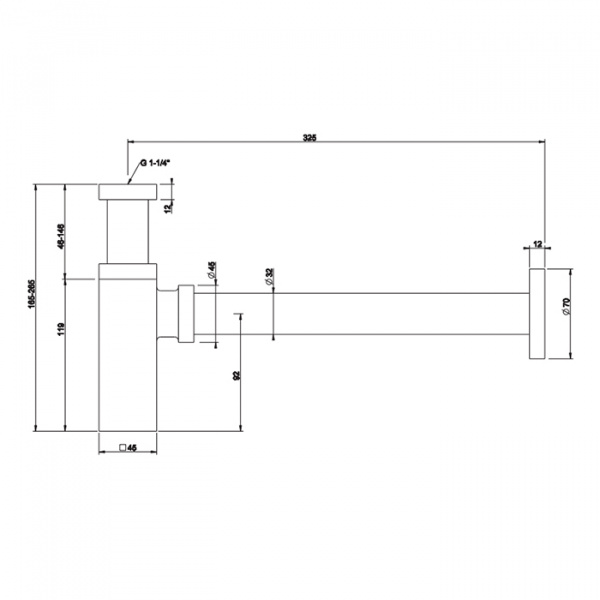 Gessi Eleganza Сифон для раковины квадратный, под донный клапан, цвет: хром