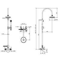 Bongio Mille Nuits Душевая стойка со смесителем для ванны, цвет: золото/черный фарфор