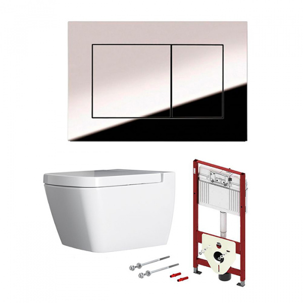 TECEbase модуль (5 в1) в комплекте с панелью смыва TECEnow, хром звукоизоляция (без дист. рамки 9240411), с унитазом TECEone