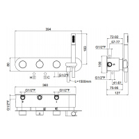 Carimali Встраиваемая часть для горизонтального термостатического смесителя c держателем для душа, 5 выходов,.цвет: хром