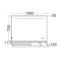 Burgbad FIUMO Зеркало 100x70x15 мм, подсветка LED, сенс выкл, обогрев, корпус Alu-Optik, 2 ящика, цвет: черный