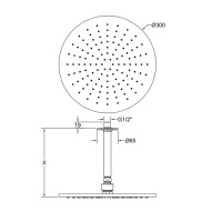 Gessi Inciso Shower  Потолочная душевая головка шарнирная с защитой налёта , 1/2&quot,Ø300 мм. цвет: black XL