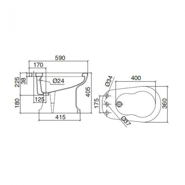 Sbordoni Masaccio Биде напольное 58х36см, цвет: белый