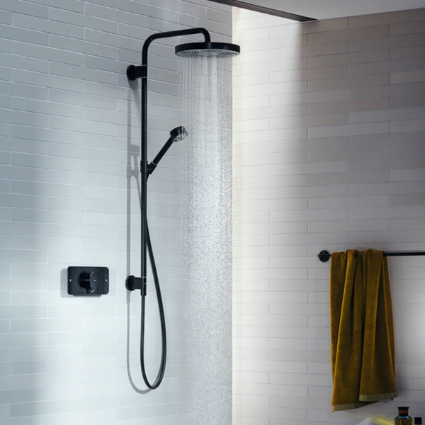 Axor One Смеситель для душа, термостат, на 2 источника, встраиваемый, внешняя часть, цвет: черный матовый