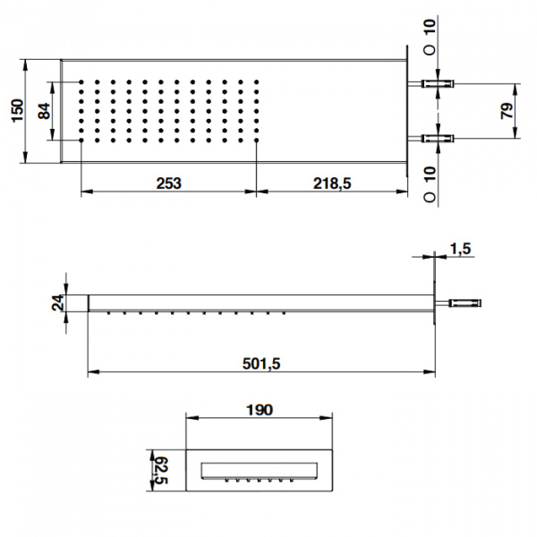 Bongio Soffioni Верхний душ, цвет: черный матовый