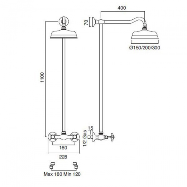 Sbordoni Смеситель для душа на 3 отверстия, цвет: бронза