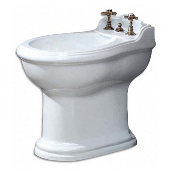 AZZURRA JUBILAEUM биде напольное приставное 59х40см с 3 отв под смеситель, цвет: белый с креплением к полу