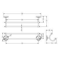 Devon&Devon Dorothy Полотенцедержатель двойной подвесной, 60см, держатели цвет: золото светлое/белый