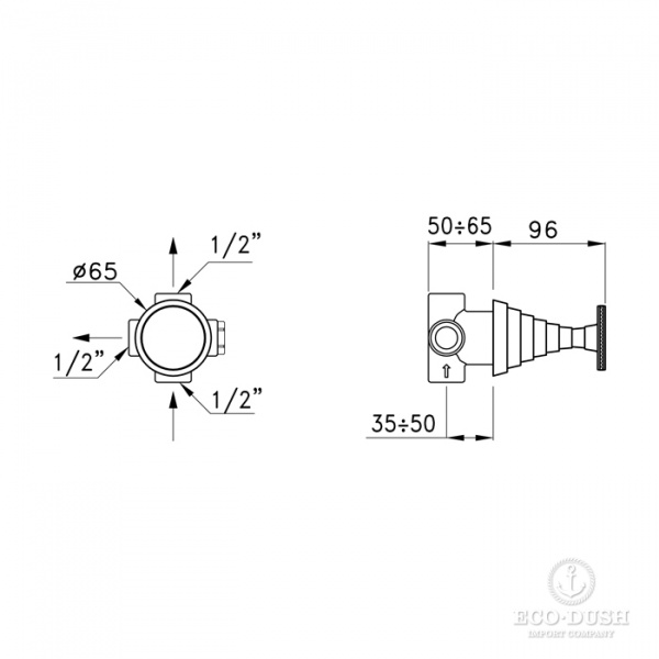 Stella Titian Встраиваемый переключатель для душа 0/153 на 2 выхода, цвет: хром