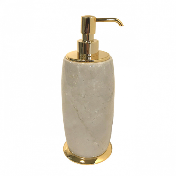 3SC Elegance Дозатор для жидкого мыла, настольный, цвет: мрамор botticino/золото 24к. Lucido