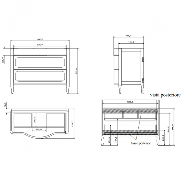 EBAN Rachele Комплект мебели с зеркалом  Aurora, со столешницей (золото) и встроенной раковиной, 108см, Цвета: BIANCO PERLATO